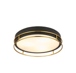 Phoenix 3Lt Flush - Black, Brass Metal & Frosted Glass