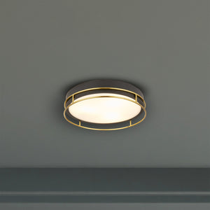 Searchlight Electric Phoenix 3Lt Flush - Black, Brass Metal & Frosted Glass 62013-3PB