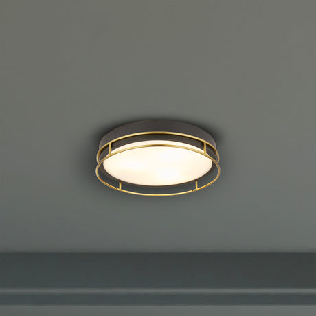 Searchlight Electric Phoenix 3Lt Flush - Black, Brass Metal & Frosted Glass 62013-3PB