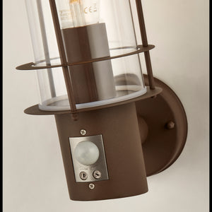 Searchlight Electric Edgeware Outdoor Wall Light + Sensor  - Rust Brown, IP44 6211RUS