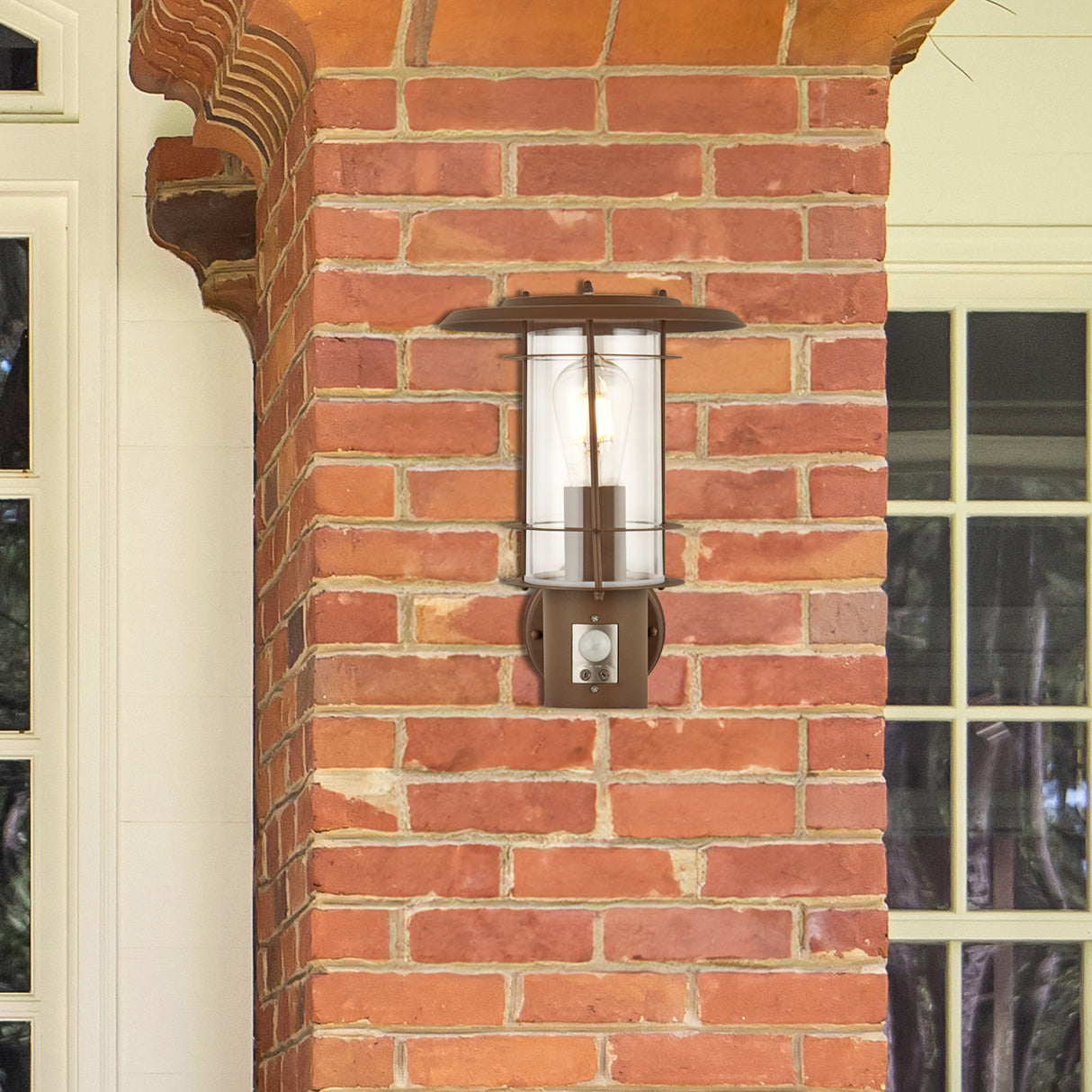 Searchlight Electric Edgeware Outdoor Wall Light + Sensor  - Rust Brown, IP44 6211RUS