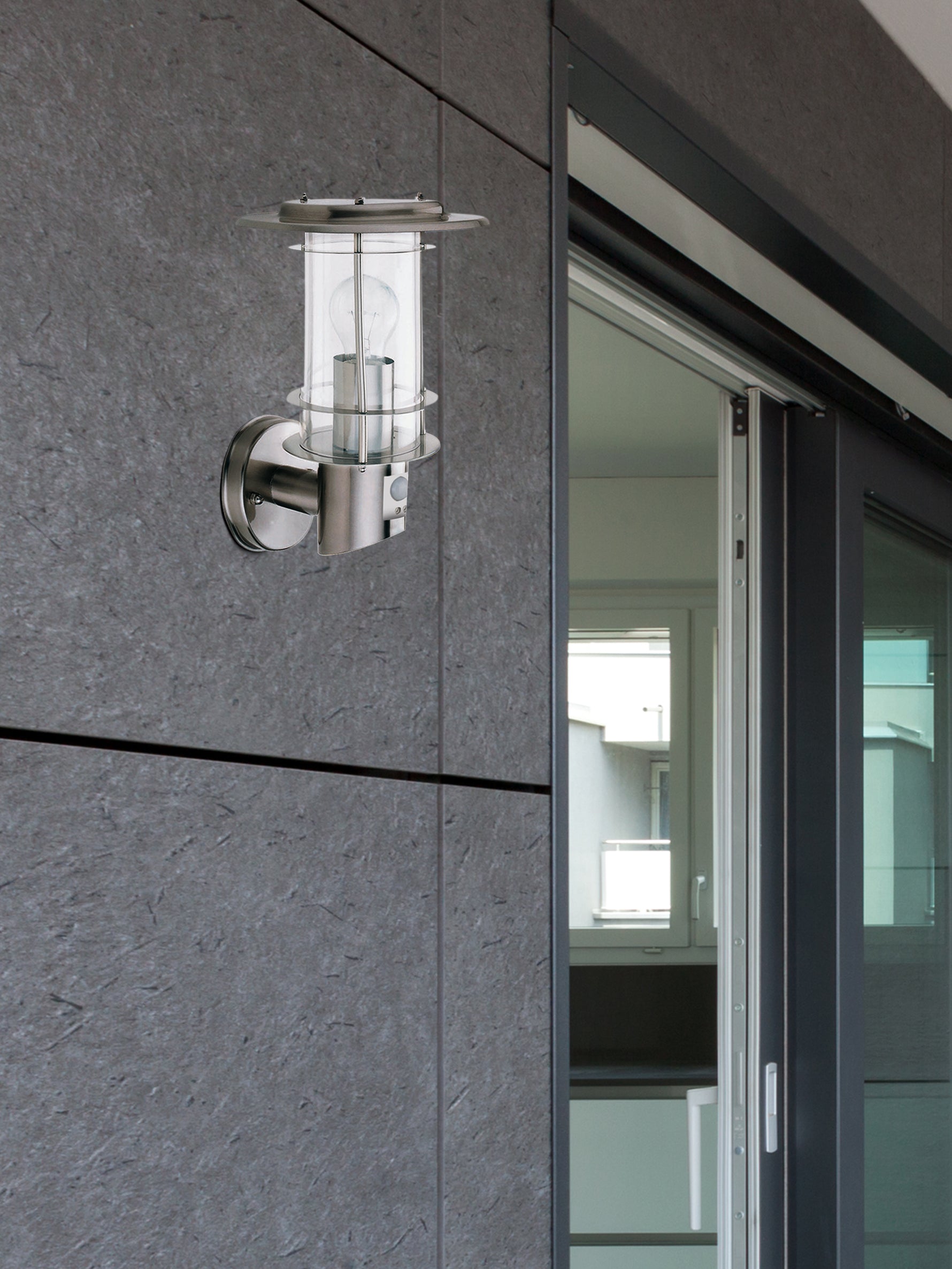 Searchlight Electric Edgeware Outdoor Wall Light + Sensor - Stainless Steel, IP44 6211