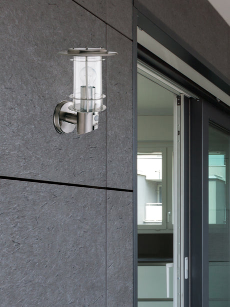 Searchlight Electric Edgeware Outdoor Wall Light + Sensor - Stainless Steel, IP44 6211