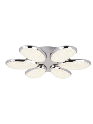 Lori LED 6Lt Flush - Chrome & Crushed Ice Effect Shade