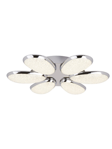 Lori LED 6Lt Flush - Chrome & Crushed Ice Effect Shade