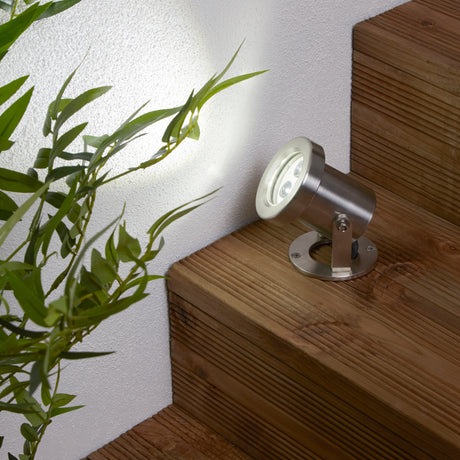 Searchlight Electric Spikey LED Outdoor Spotlight  -  Stainless Steel, IP65 6223SS