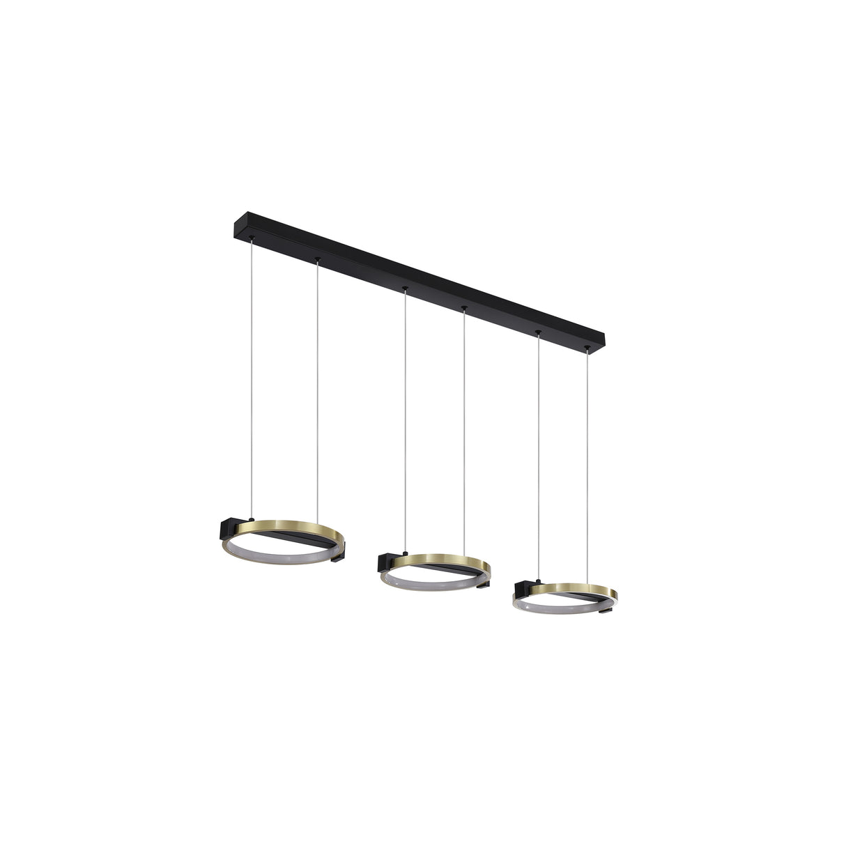 Searchlight Electric Aerial 3Lt LED Bar Pendant, Gold and Black Metal 62330-3GO