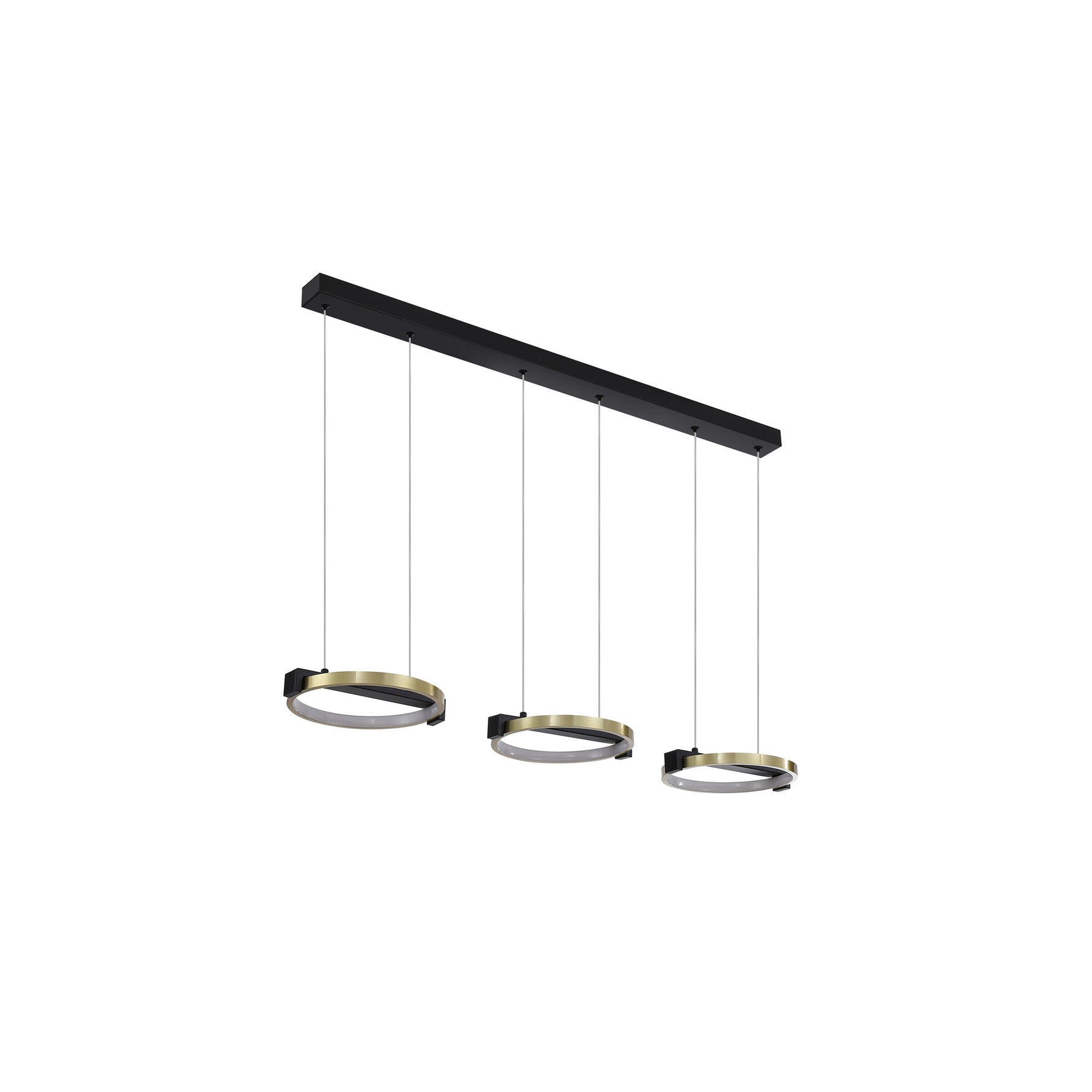Searchlight Electric Aerial 3Lt LED Bar Pendant, Gold and Black Metal 62330-3GO
