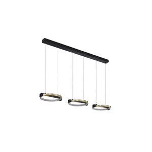 Searchlight Electric Aerial 3Lt LED Bar Pendant, Gold and Black Metal 62330-3GO
