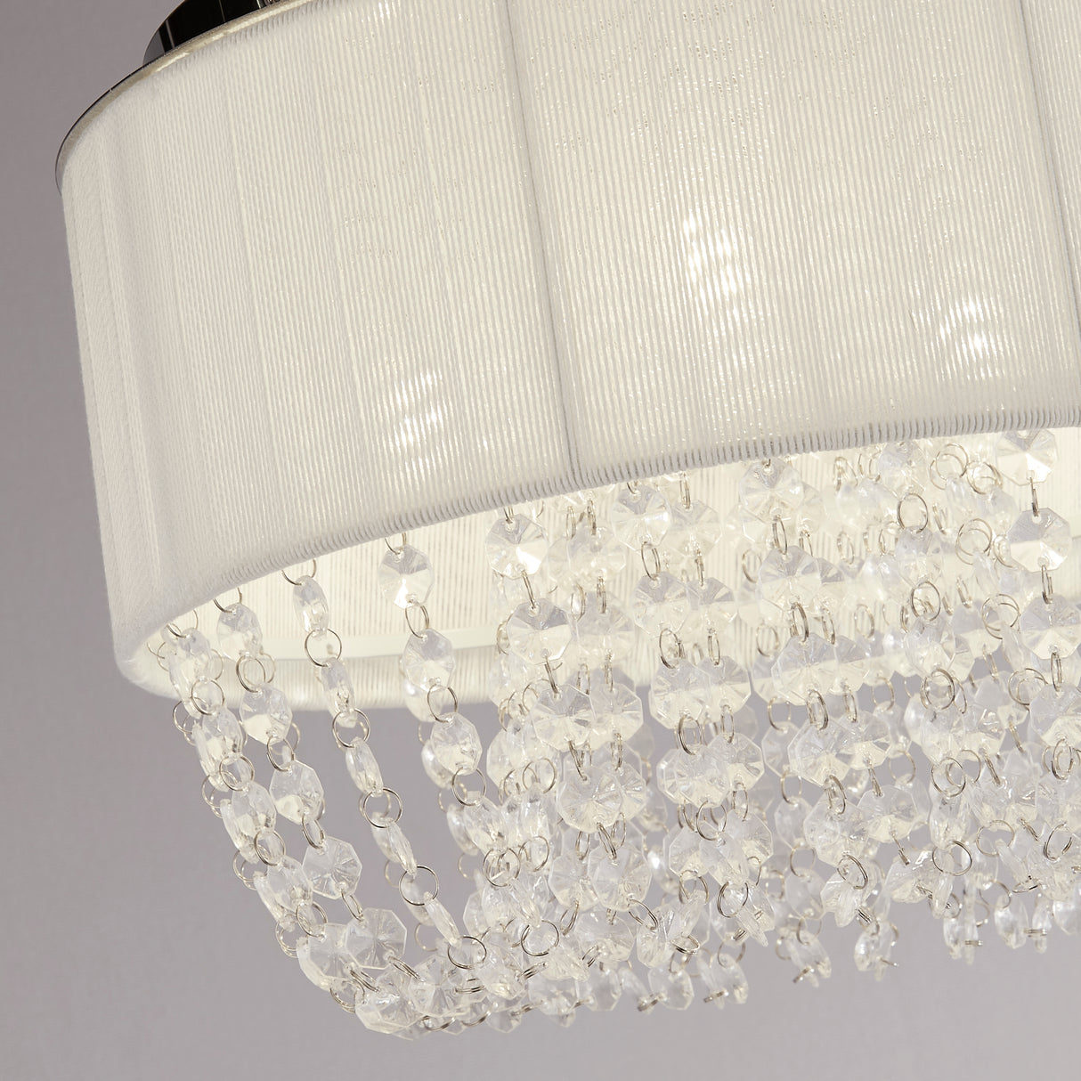 Searchlight Electric Bellano 3Lt Flush - Chrome Metal,White Fabric,Clear Acrylic 62617-3CC