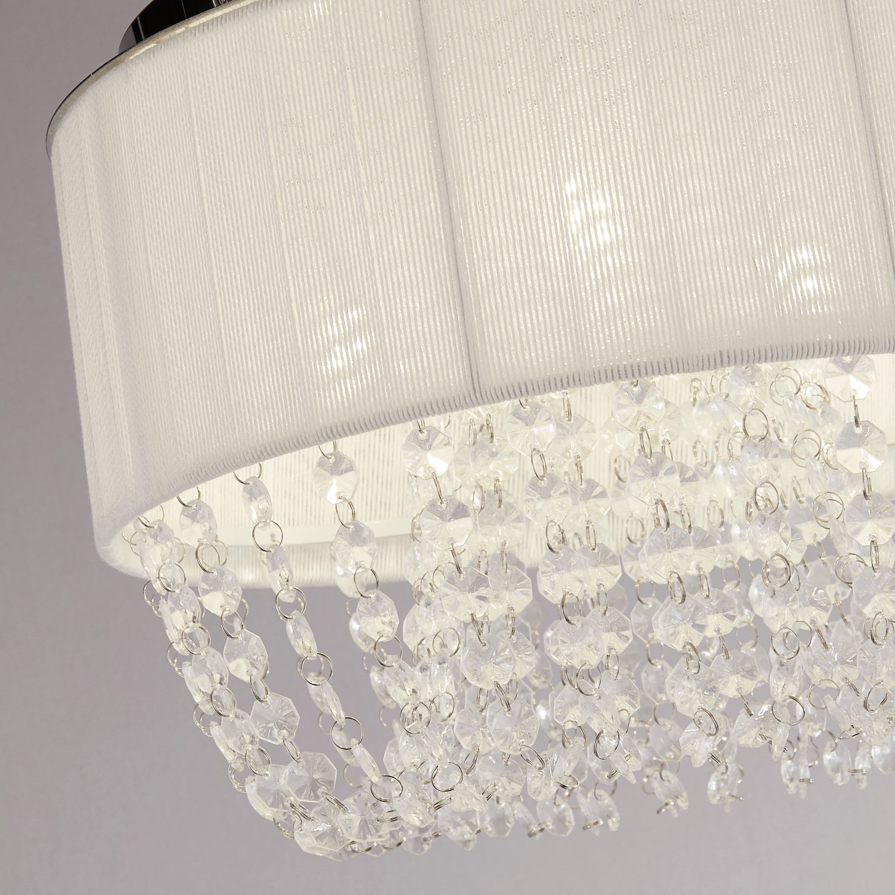 Searchlight Electric Bellano 3Lt Flush - Chrome Metal,White Fabric,Clear Acrylic 62617-3CC