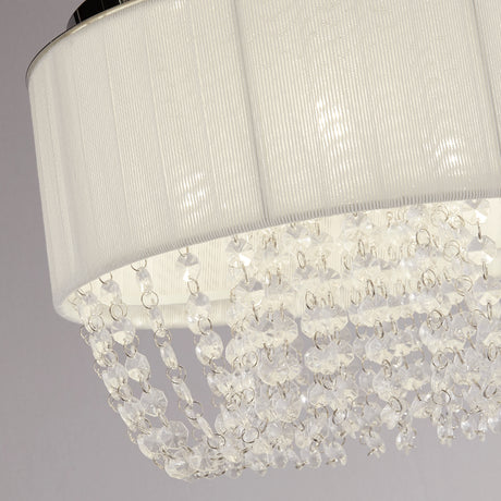 Searchlight Electric Bellano 3Lt Flush - Chrome Metal,White Fabric,Clear Acrylic 62617-3CC