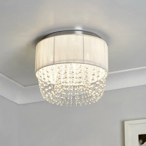 Searchlight Electric Bellano 3Lt Flush - Chrome Metal,White Fabric,Clear Acrylic 62617-3CC