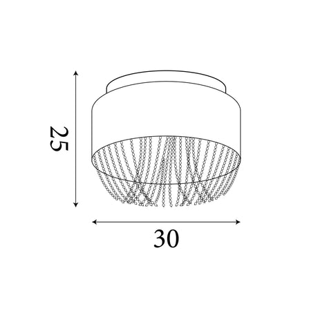 Searchlight Electric Bellano 3Lt Flush - Chrome Metal,White Fabric,Clear Acrylic 62617-3CC