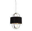 Madrid Pendant - Chrome Metal, Glass & Black Fabric Shade