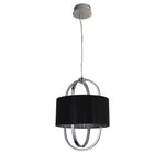 Searchlight Electric Madrid Pendant - Chrome Metal, Glass & Black Fabric Shade 62802CC