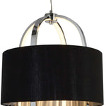 Searchlight Electric Madrid Pendant - Chrome Metal, Glass & Black Fabric Shade 62802CC