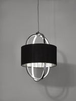 Searchlight Electric Madrid Pendant - Chrome Metal, Glass & Black Fabric Shade 62802CC