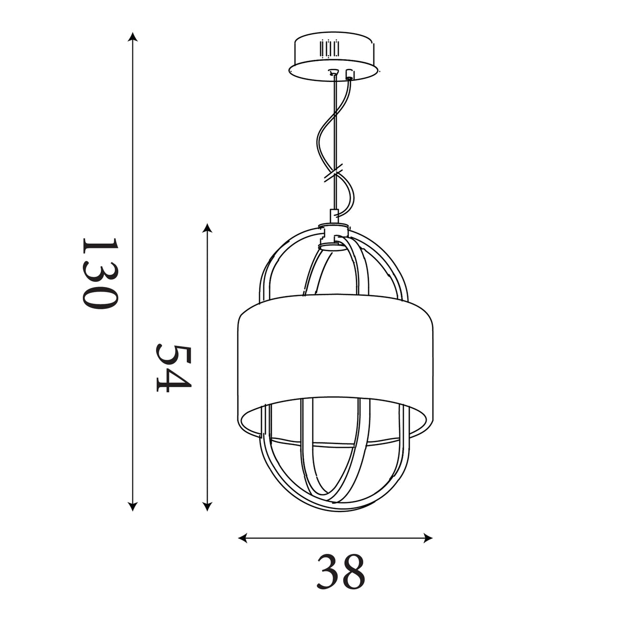 Searchlight Electric Madrid Pendant - Chrome Metal, Glass & Black Fabric Shade 62802CC