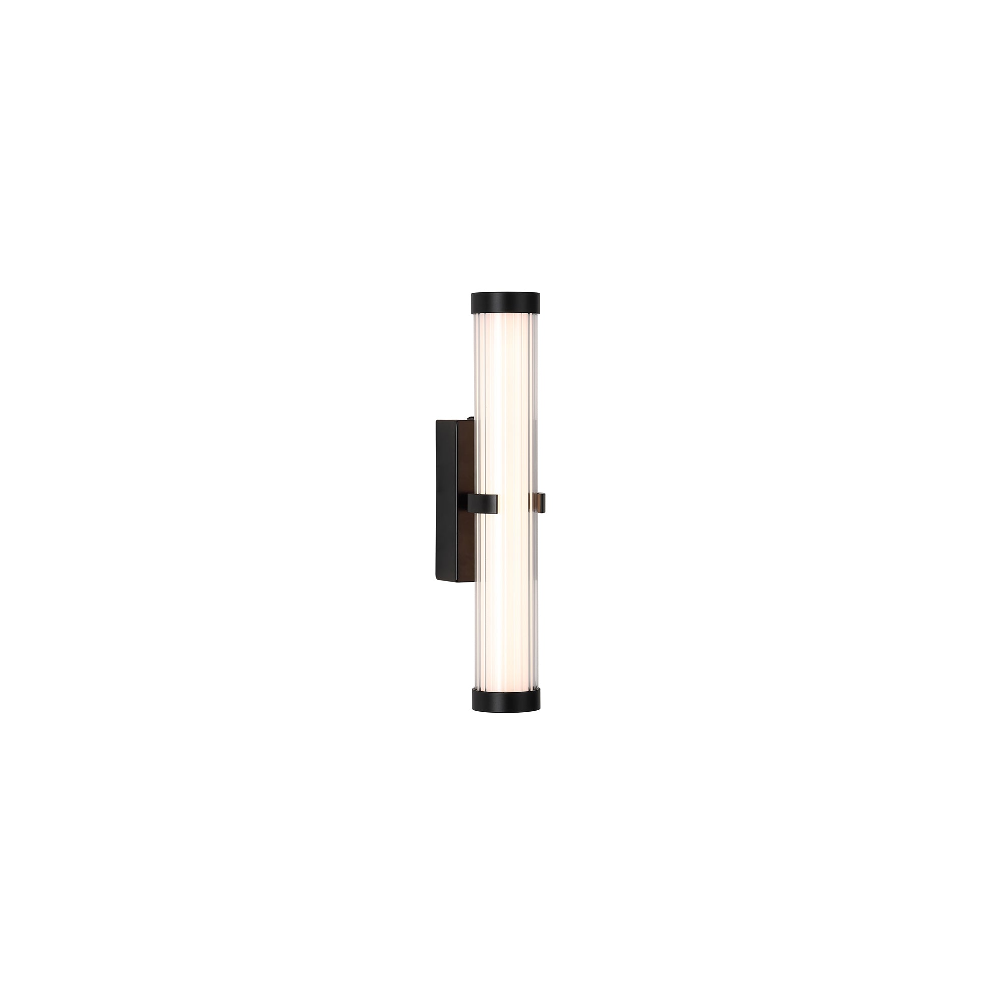 Clamp Wall Light - Black Metal, Ribbed Clear & Opal Diffuser