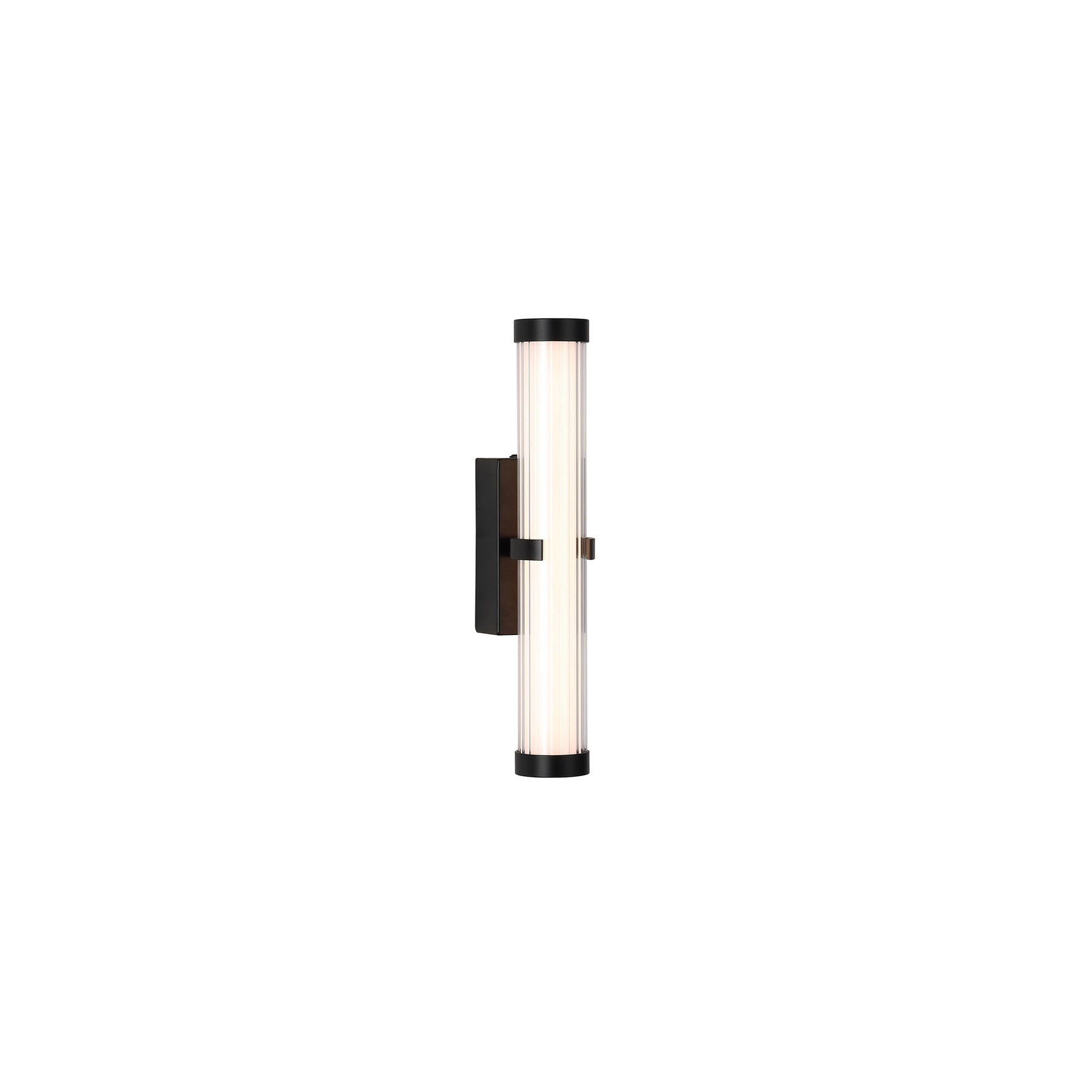 Clamp Wall Light - Black Metal, Ribbed Clear & Opal Diffuser