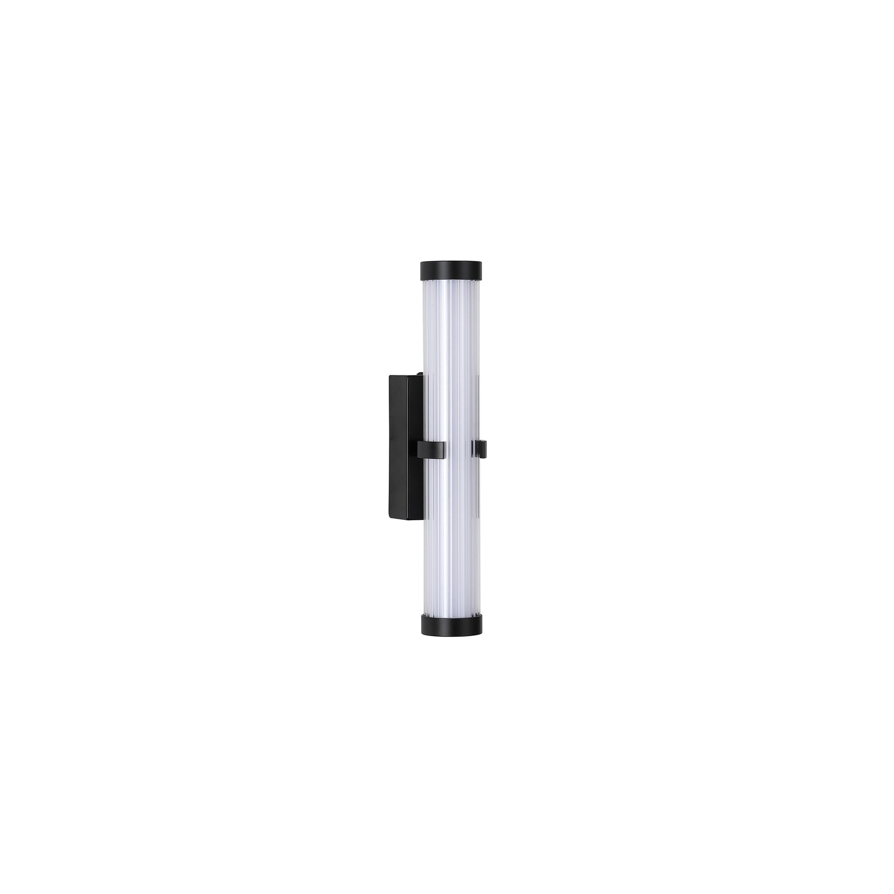 Searchlight Electric Clamp Wall Light - Black Metal, Ribbed Clear & Opal Diffuser 63124-1BK