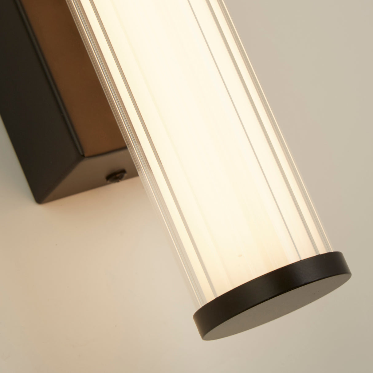 Searchlight Electric Clamp Wall Light - Black Metal, Ribbed Clear & Opal Diffuser 63124-1BK
