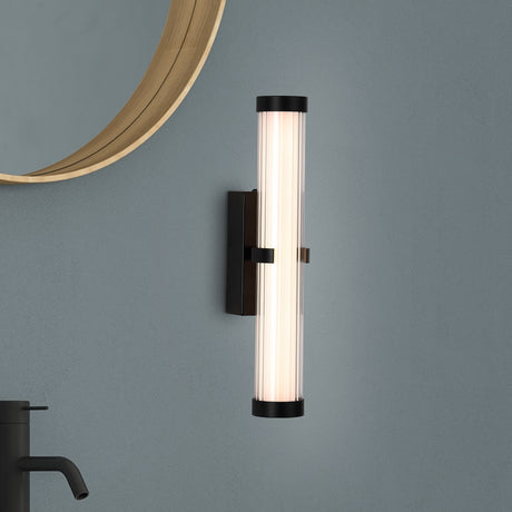 Searchlight Electric Clamp Wall Light - Black Metal, Ribbed Clear & Opal Diffuser 63124-1BK