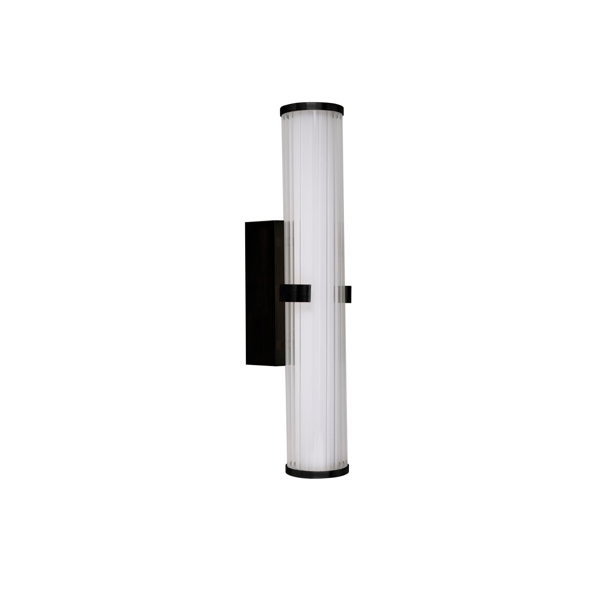 Searchlight Electric Clamp Wall Light - Black Metal, Ribbed Clear & Opal Diffuser 63125-1BK