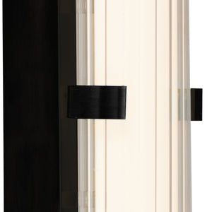 Searchlight Electric Clamp Wall Light - Black Metal, Ribbed Clear & Opal Diffuser 63125-1BK