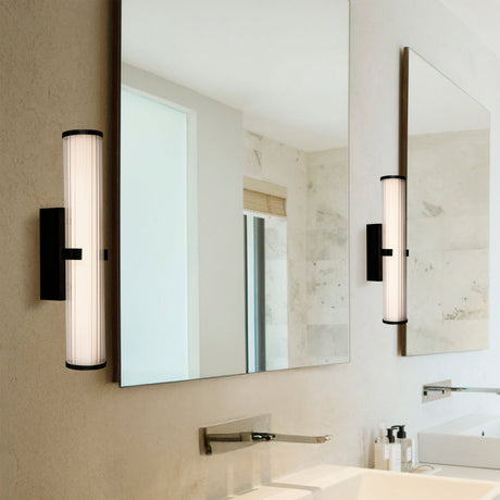 Searchlight Electric Clamp Wall Light - Black Metal, Ribbed Clear & Opal Diffuser 63125-1BK