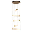 Clamp 5Lt LED Multi-Drop Pendant Gold Metal Clear & Opal