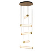 Clamp 5Lt LED Multi-Drop Pendant Gold Metal Clear & Opal