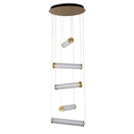 Searchlight Electric Clamp 5Lt LED Multi-Drop Pendant Gold Metal Clear & Opal 63125-5GO