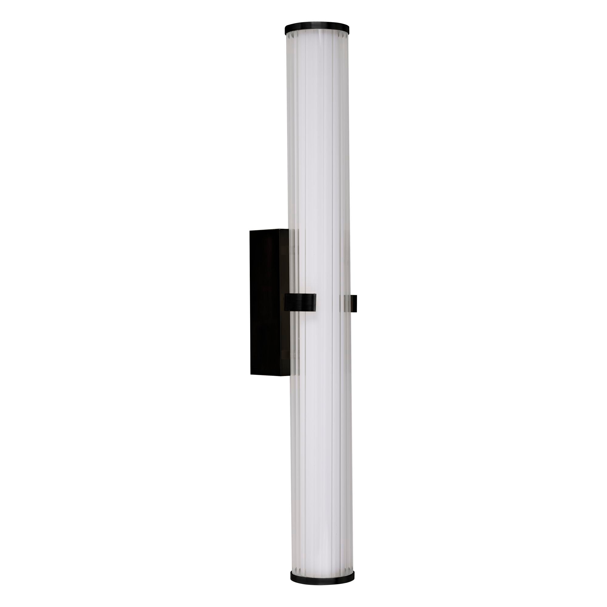 Searchlight Electric Clamp Wall Light - Black Metal, Ribbed Clear & Opal Diffuser 63126-1BK