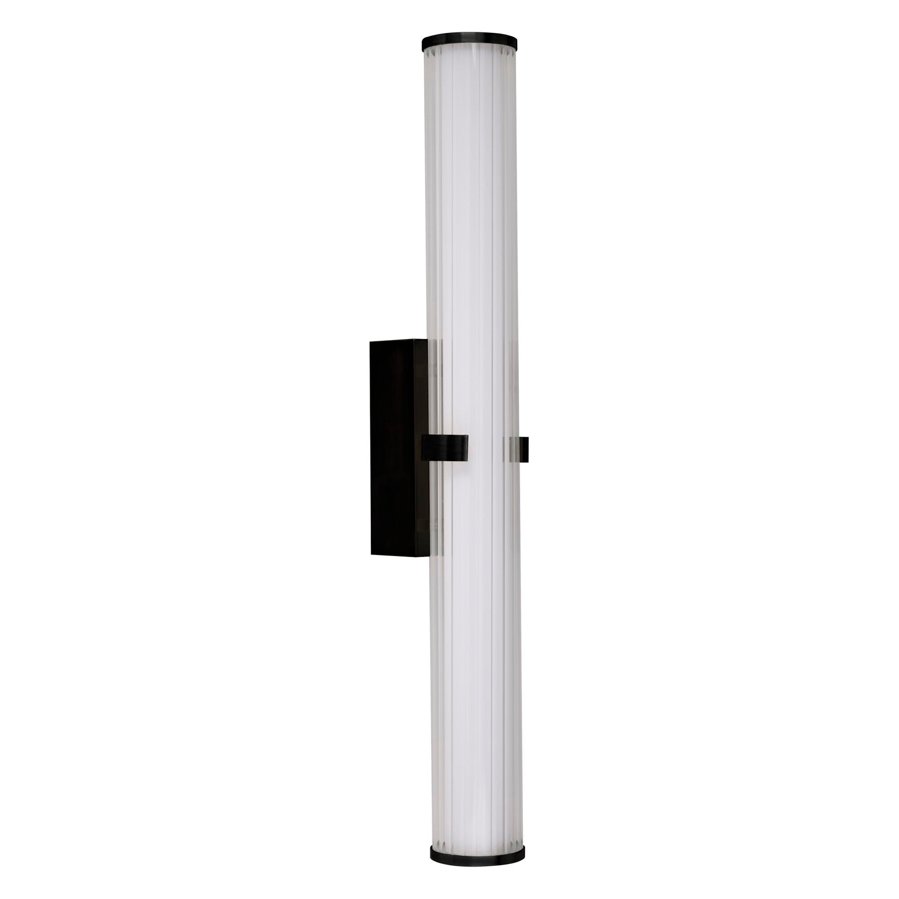 Searchlight Electric Clamp Wall Light - Black Metal, Ribbed Clear & Opal Diffuser 63126-1BK