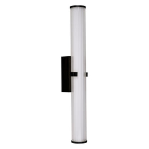 Searchlight Electric Clamp Wall Light - Black Metal, Ribbed Clear & Opal Diffuser 63126-1BK