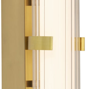 Searchlight Electric Clamp Wall Light - Gold Metal, Ribbed Clear & Opal Diffuser 63126-1GO
