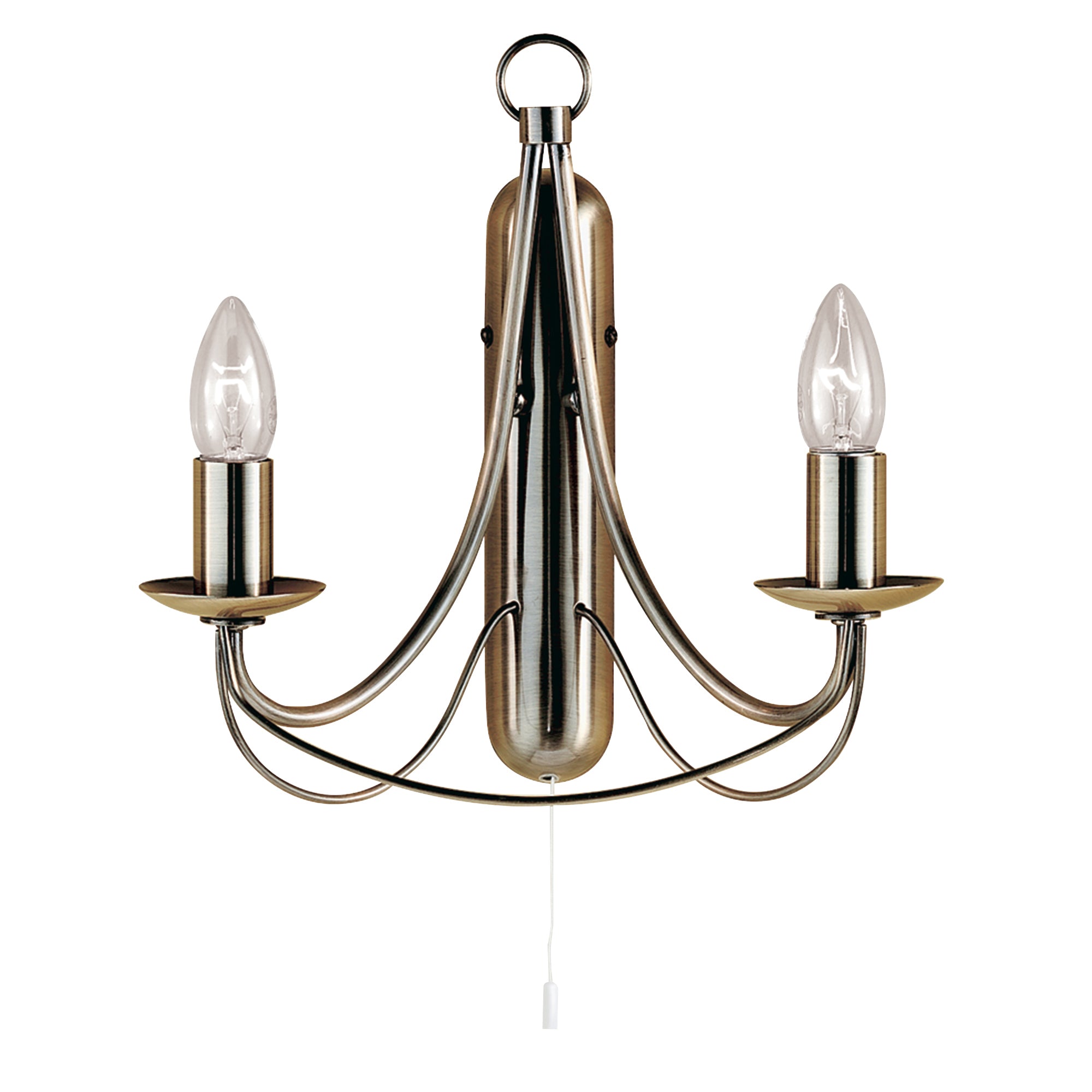 Maypole 2Lt Wall Light - Antique Brass Metal