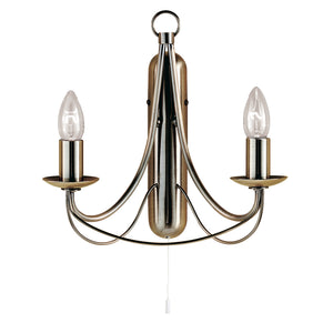 Maypole 2Lt Wall Light - Antique Brass Metal