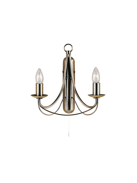Searchlight Electric Maypole 2Lt Wall Light - Antique Brass Metal 6342-2AB