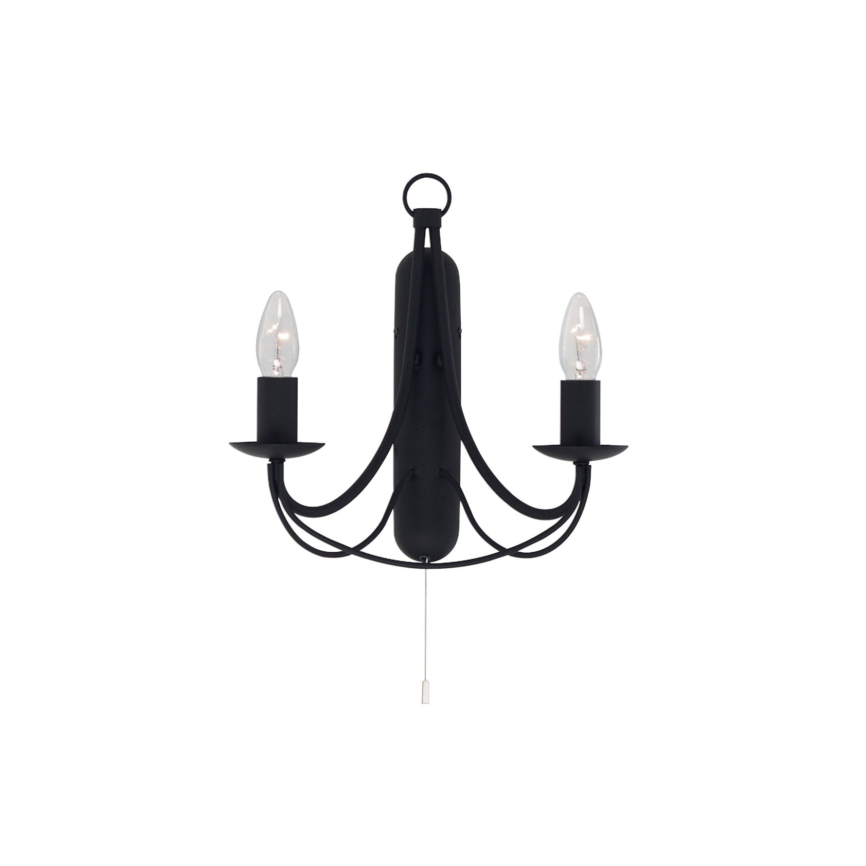 Maypole 2Lt Wall Light - Black Metal