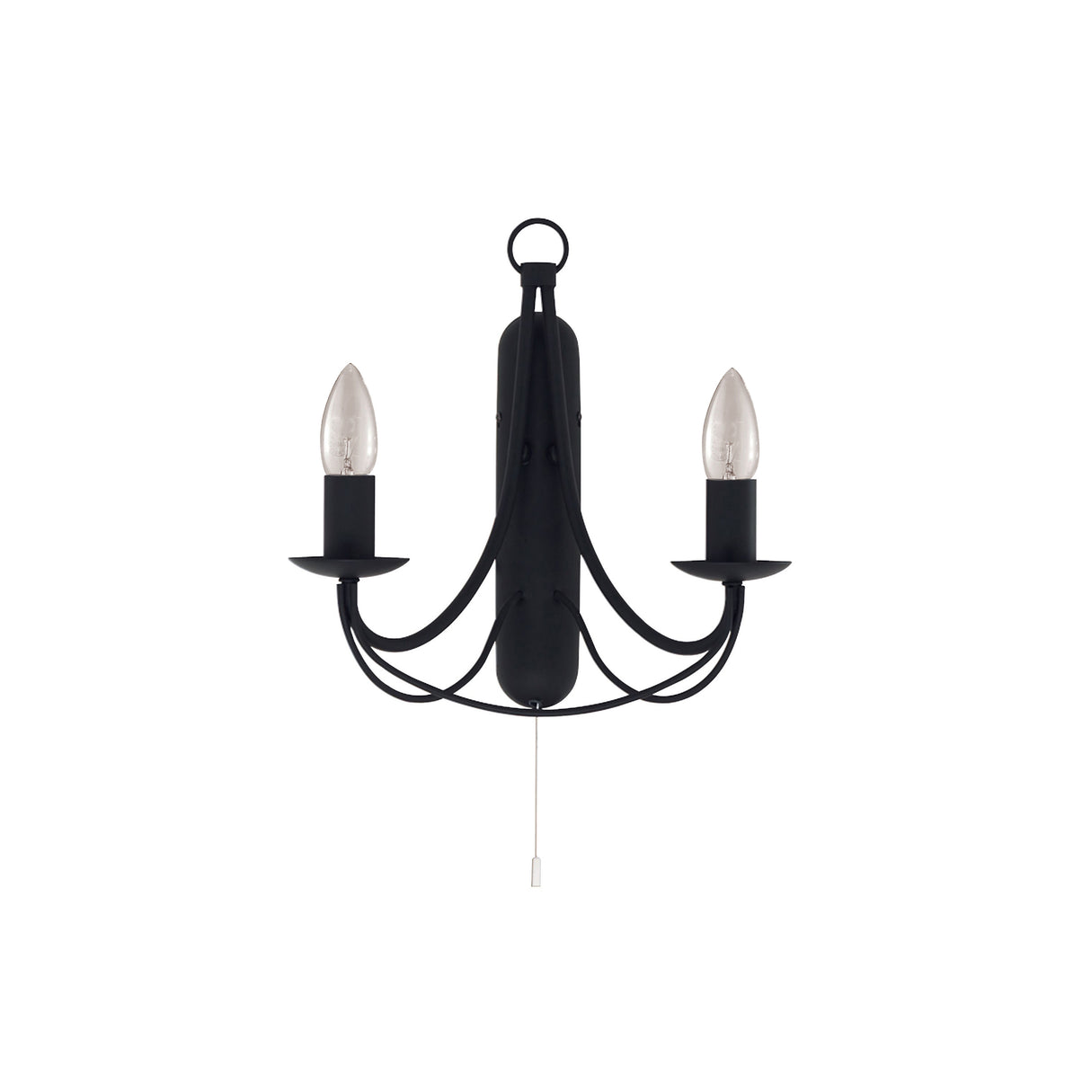 Searchlight Electric Maypole 2Lt Wall Light - Black Metal 6342-2BK