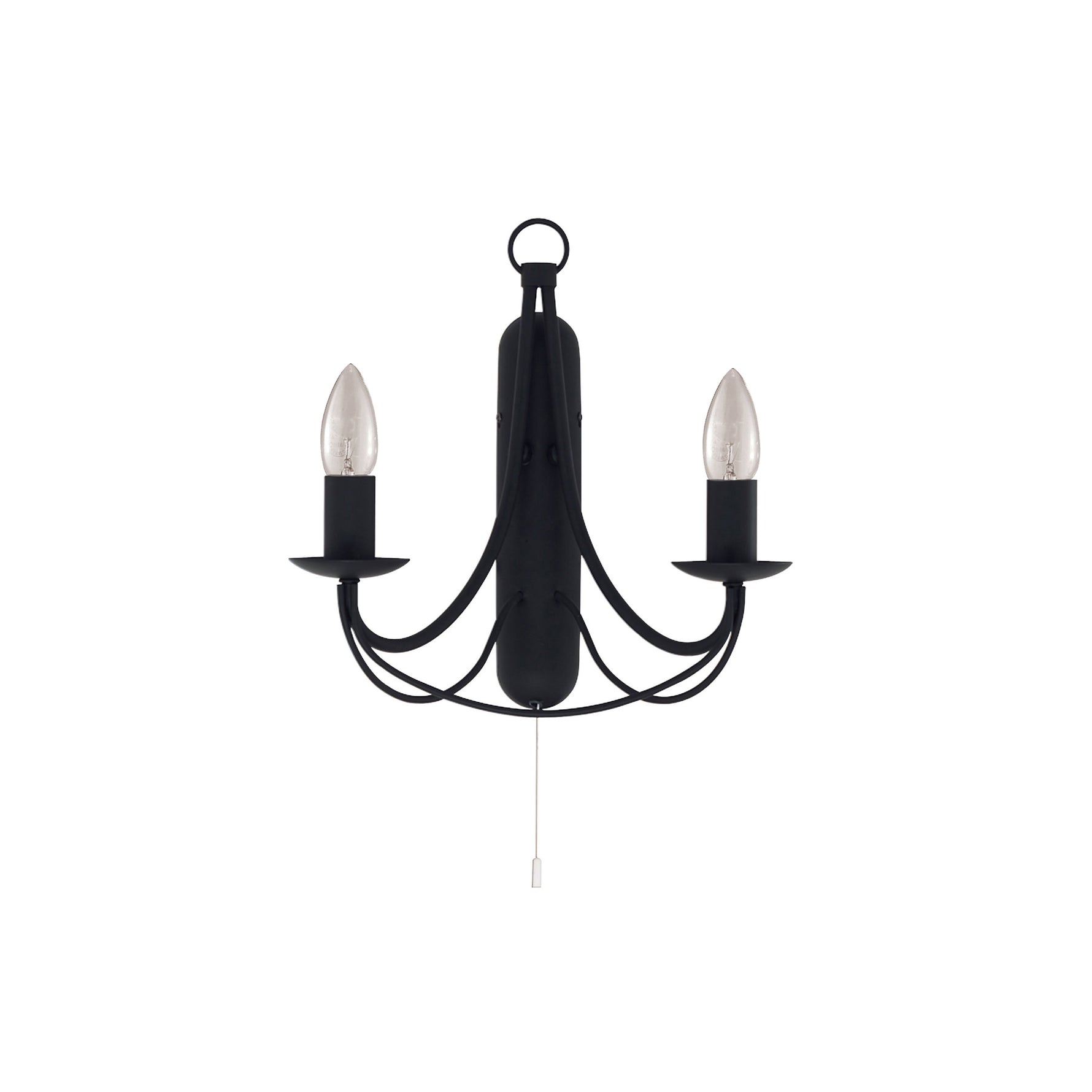 Searchlight Electric Maypole 2Lt Wall Light - Black Metal 6342-2BK