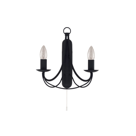 Searchlight Electric Maypole 2Lt Wall Light - Black Metal 6342-2BK