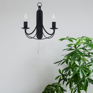 Searchlight Electric Maypole 2Lt Wall Light - Black Metal 6342-2BK