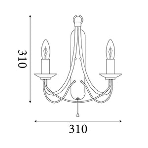 Searchlight Electric Maypole 2Lt Wall Light - Black Metal 6342-2BK