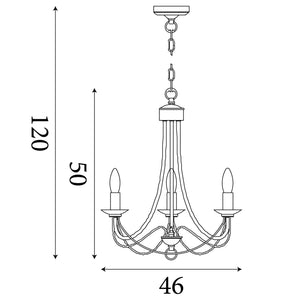 Searchlight Electric Maypole 3Lt Pendant - Antique Brass Metal 6343-3AB