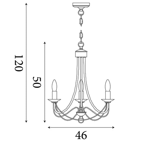 Searchlight Electric Maypole 3Lt Pendant - Antique Brass Metal 6343-3AB