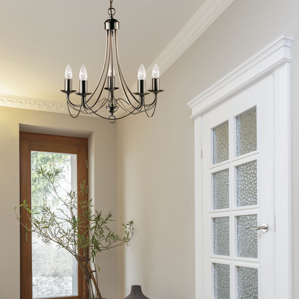 Searchlight Electric Maypole 5Lt Pendant - Antique Brass Metal 6345-5AB